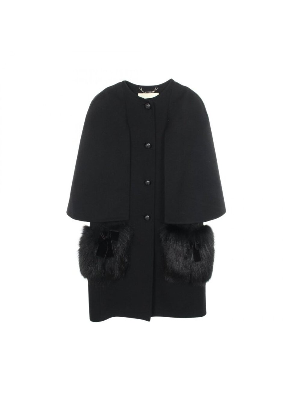 Fendi Fur Ribbon Cape Wool